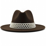 Naised Mehed valge villane Fedora m&uuml;ts p&auml;rlipaelaga H&auml;rrasmees Elegantne Daam Talvine S&uuml;gis Laia &Auml;&auml;riga Kirik Panama Sombrero Jazzm&uuml;ts 56-58CM