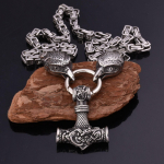 P&otilde;hjamaade roostevabast terasest Viking Thor 'S Hammer Ripats Kaelakee Kotkapea Kaelakee Meeste Ehted 40CM