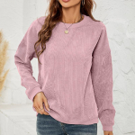 Naiste velvetist dressipluus, vabaajaline &uuml;mara kaelusega pullover pikkade varrukatega S roosa