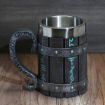 Uus Viking Rune &Otilde;llekruus 304 Roostevabast Terasest Tankard Vaigu imitatsioon Puidust Tekstuuriga Nordic Decor Stein Kohvitass Meeste Kingitus 600ml