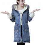 (SU)Mood Naiste teksad Top Tihendav Denim kapuuts Pluus Pikkade varrukatega lahtine mantel XXL sinine