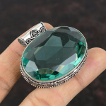 Lihvitud roheline amet&uuml;sti ripats 925 Sterling h&otilde;be ripats kalliskivist vintage ripats k&auml;sitsi valmistatud Boho ehted unikaalse disainiga ripats kingitus talle