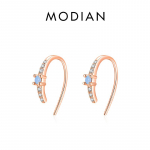Modian 925 Sterling H&otilde;be U-kujuline Peen sinine Opaal, Lihtsad k&otilde;rvar&otilde;ngad Moodsad roosikuldsed Ehted Naistele Kingitused h&otilde;be