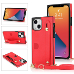 Uus k&auml;epaela nahast Crossbody &uuml;mbris iPhone 15 14Plus 13 12 11 Pro Max XsMax jaoks Samsung S23 S22 S21 S20 Ultra Plus Note20Ultra jaoks Huawei P40 Pro jaoks iPhone 6/6S punane