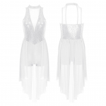 Naiste litritega kleit, l&uuml;&uuml;riline tantsukost&uuml;&uuml;m, varrukateta v&otilde;rgust seelikuga trikoo v&otilde;imlemis- ja tantsuriided XXL