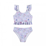 T&uuml;drukute kaheosalised ujumisriided, lillemustriga lillad bikiinikomplektid, lendavad varrukad, ujumiskost&uuml;&uuml;mid, suvised t&uuml;drukute rannariided 5&ndash;14 a. 5-6 years old lilla