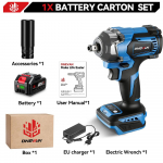 ONEVAN 1200N.M harjadeta elektriline l&ouml;&ouml;kmutriv&otilde;ti 3 funktsiooniga 1/2-tolline akukruvikeeraja elektriline trell Makita 18 V aku jaoks 1 Battery Set