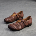 Johnature Pumps Retro ehtsast nahast pehme talla konks ja silmus mugavad mitmek&uuml;lgsed naiste kingad 35 pruun
