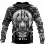 Pet Dog Pitbull Hoodies Meeste kampsun S&uuml;gis- ja talvine Meeste Pusa 3D Prindiga Lahtine t&auml;navariietus Hip Hop Fallow Pusa 4XL