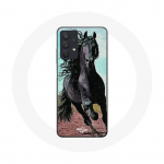 &Uuml;mbris Samsung Galaxy A32 5G Black Friesian Horse jaoks