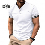 Meeste suvine T-s&auml;rk l&uuml;hikeste varrukatega, krae triibuline &uuml;hev&auml;rviline pullover Slim Fit, pehme hingav &auml;ri vabaaja meeste kontoritopp M khaki