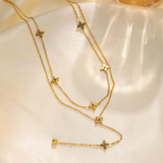 Kahekihiline titaanist terasest kaelakee ristiku rangluu ketiga kuld