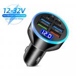 6-porti USB-autolaadija 4 USB+2 PD kiirlaadimine PD QC3.0 USB C autotelefoni laadija C-t&uuml;&uuml;pi adapter iPhone'i jaoks pingeekraaniga Samsung Huawei must