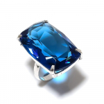 Naturaalne London Blue Topaas Kivi 925 Sterling H&otilde;be Kingitus S&otilde;rmuse suurus 6 C3a53