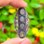 Natural Labradorite Gemstone Handmade 925 Sterling Silver Ring Size 7 w6v39