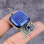 Natural Dichoric Glass, Topaz Gemstone 925 Sterling Silver Pendant 2.37 z2t31