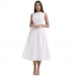 Naiste Design Sense seljata spaghetti rihm &uuml;hev&auml;rviline p&otilde;lvedeni kleit V-kaelusega k&otilde;rge v&ouml;&ouml;kohaga L valge