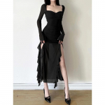 Sylcue Talvine Peokuninganna Lilla K&uuml;ps Seksikas Kaunis Enesekindel Elegantne Graatsiline Naiste L&auml;bipaistev &Otilde;huke Sirge Kleit S lilla