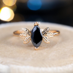 Vintage Marquise musta kuupmeetri tsirkooniumoksiidist s&otilde;rmused naistele Luksuslikud kullav&auml;rvi lehtede k&uuml;ljekujundusega peened ehted kingitused 6 kuld/must