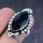 Natural Indicolite Tourmaline Gemstone Handmade 925 Steling Silver Ring S.8 j5j40