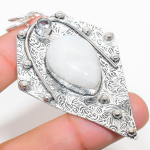 Natural Rainbow Moonstone, White Topaz 925 Sterling Silver Pendant 2.96 n3m29