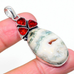 Natural Imperial Jasper, Garnet Gemstone 925 Sterling Silver Pendant 2.17 f0a16