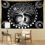 Kuu faasi elupuu seinavaibad seinarippus Abstraktne p&auml;ike ja kuu kunst Hipi Tapiz n&otilde;idus Salap&auml;rane &uuml;hiselamu kodukaunistus 95x73CM