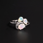 Oktoober S&uuml;nnikivi Salap&auml;rane kaunis looduslik mitmev&auml;rviline Opaals&otilde;rmus S925 h&otilde;bedane elegantne peen kingitus naistele ja t&uuml;drukutele US RING SIZE:6#