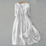 Naiste mood vabaaja &uuml;hev&auml;rviline rev&auml;&auml;rkrae n&ouml;&ouml;p 3/4 varrukatega riiderihmadega kleit L