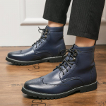 Meeste poolsaapad Brogues Mootorratas vabaaja retro vanaaegsed saapad Meeste tiivaotsaga kleit pidulik nahast smoking pulmasaapad EU:38 tumesinine v&auml;rv
