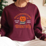 Halloweentowni &uuml;likooli dressipluus Halloweentown Est 1998 Pullover S&uuml;gis Halloweeni dressipluus Vintage Halloween Town Pusitopsid L roosa