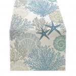Coastal Table Runner Prinditud Marine Life Decor Plekikindel s&ouml;&ouml;gilaudlina Kergesti hooldatav Pestav E