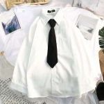 Valged pikkade varrukatega pluusid Naiste tugevad lahtised &uuml;li&otilde;pilass&auml;rgid pluus Must rev&auml;&auml;riga &uuml;lisuured lipsuga s&auml;rgid S valge