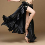 Tantsuk&uuml;ljele t&otilde;mbav pikk satiinseelik Daami k&otilde;hutantsu seelikud Naiste seksikas idamaine k&otilde;hutantsu seelik Professionaalne M must