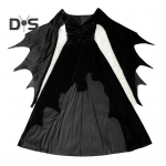 1 komplekti naiste cosplay kleit kaelakee peapaela ja sukkadega gooti stiilis n&otilde;ia Halloweeni peokost&uuml;&uuml;m, kraeta, pikkade nahkhiire varrukatega M A