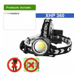 100000 luumenit &uuml;lihele mugav esilamp XHP360 suure v&otilde;imsusega t&ouml;&ouml;peatuli suumiga taaslaetav pealamp v&auml;lilaterna matkavalgusti no battery must