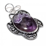 Chevron Amethyst Gemstone Handmade 925 Sterling Silver Gift Pendant 2.36 v4t22