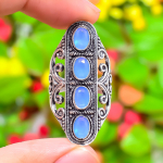Aqua Chalcedony Gemstone Handmade 925 Sterling Silver Jewelry Ring Size 11 a1k51