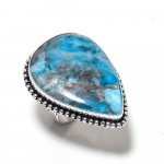 Neon Blue Apatite Gemstone Handmade 925 Sterling Silver Jewelry Ring Size 8 b7y94