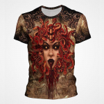 Lahe Medusa Snake T-s&auml;rk Meeste Naiste Vintage t&auml;navar&otilde;ivad Meeste T-s&auml;rk Mood Suvine l&uuml;hikeste varrukatega 3D Prinditud Topid Goth Tee-riided S valge