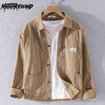 Jaapani retro stiilis meeste cargo jakid kevad-s&uuml;gis meeste mantel puhas puuvillane t&ouml;&ouml;riietus rev&auml;&auml;riga &uuml;herealine khaki mantlid M khaki