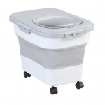 Kokkupandav Kassi Koera Toidu S&auml;ilitusn&otilde;u Kaane ja Ratastega Disain Suure Mahutavusega Kuiva Koera Kassi Toidu Karb Niiskuskindel Karb hall