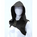 Moodne Unisex Cosplay nahast kapuutsiga vest Vintage vanaaegne keskaegne m&uuml;ts &uuml;hev&auml;rviline Halloweeni varrukateta vestid suures suuruses L must