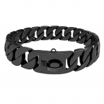 Tugev kuldne Kuuba kettkoerte kaelarihm, roostevabast terasest 32 mm suur koerarihm, &otilde;huklapp, isikup&auml;rastatud kaelarihm keskmise suurusega koertele 14inch(35cm) must