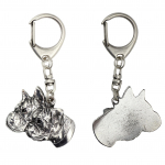 Boxer, German Boxer IV - Silver-plated key ring with dog, handbag decoration, backpack pendant by Art-Dog brand