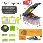 14/16 tk/komplekt, Multifunktsionaalne k&ouml;&ouml;giviljahakkija Puuviljal&otilde;ikur Riiv L&otilde;ikur Koorija Riiv N&otilde;rutuskorv K&ouml;&ouml;k Suure Mahutiga 14pcs/set