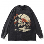 Streetwear Shadows Graafiline Pesemist Must T-s&auml;rk Puuvillane Unisex Suur Suurus Pikkade Varrukatega T-s&auml;rk S must