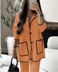 Naiste &uuml;likond s&uuml;gisene uus mood casual vaba &uuml;hev&auml;rviline kaheosaline komplekt XL oranž