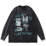T&auml;navar&otilde;ivad Funny Graphic pestud must T-s&auml;rk Puuvillane Unisex Plus Size pikkade varrukatega T-s&auml;rk S must