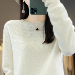 Naiste ka&scaron;miirist sviiter Qinghe ka&scaron;miir 30% ka&scaron;miir 70% vill Naiste s&uuml;gis- ja talvine ka&scaron;miirist pullover pehme ja soe XXL valge